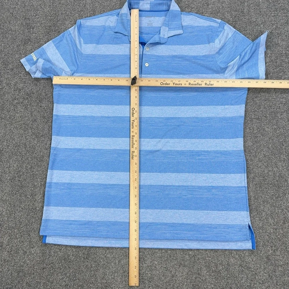 Johnnie-O Polo Shirt Mens XL Blue Striped Polyester Spandex Jersey Casual